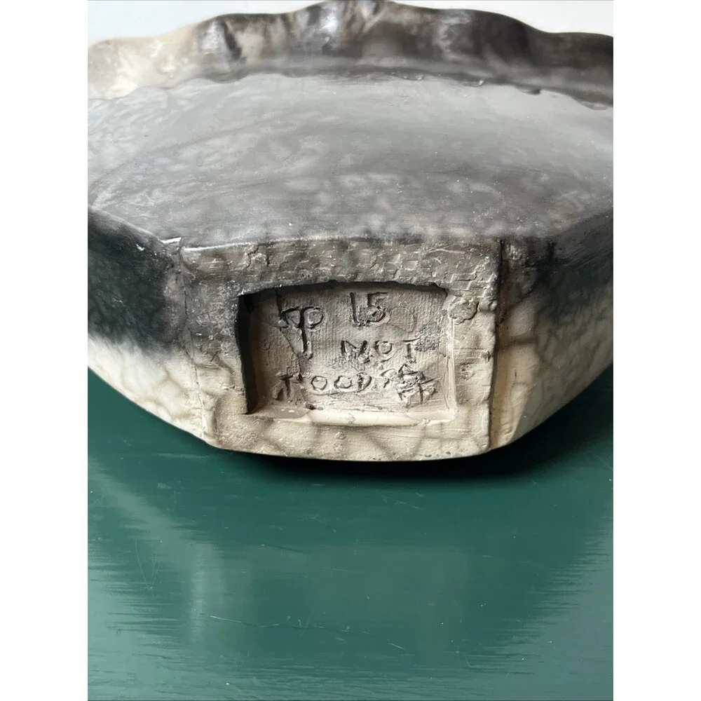 Native American Handmade Plaster Horse Hair Botanical Pressed Plants‎ Vessel